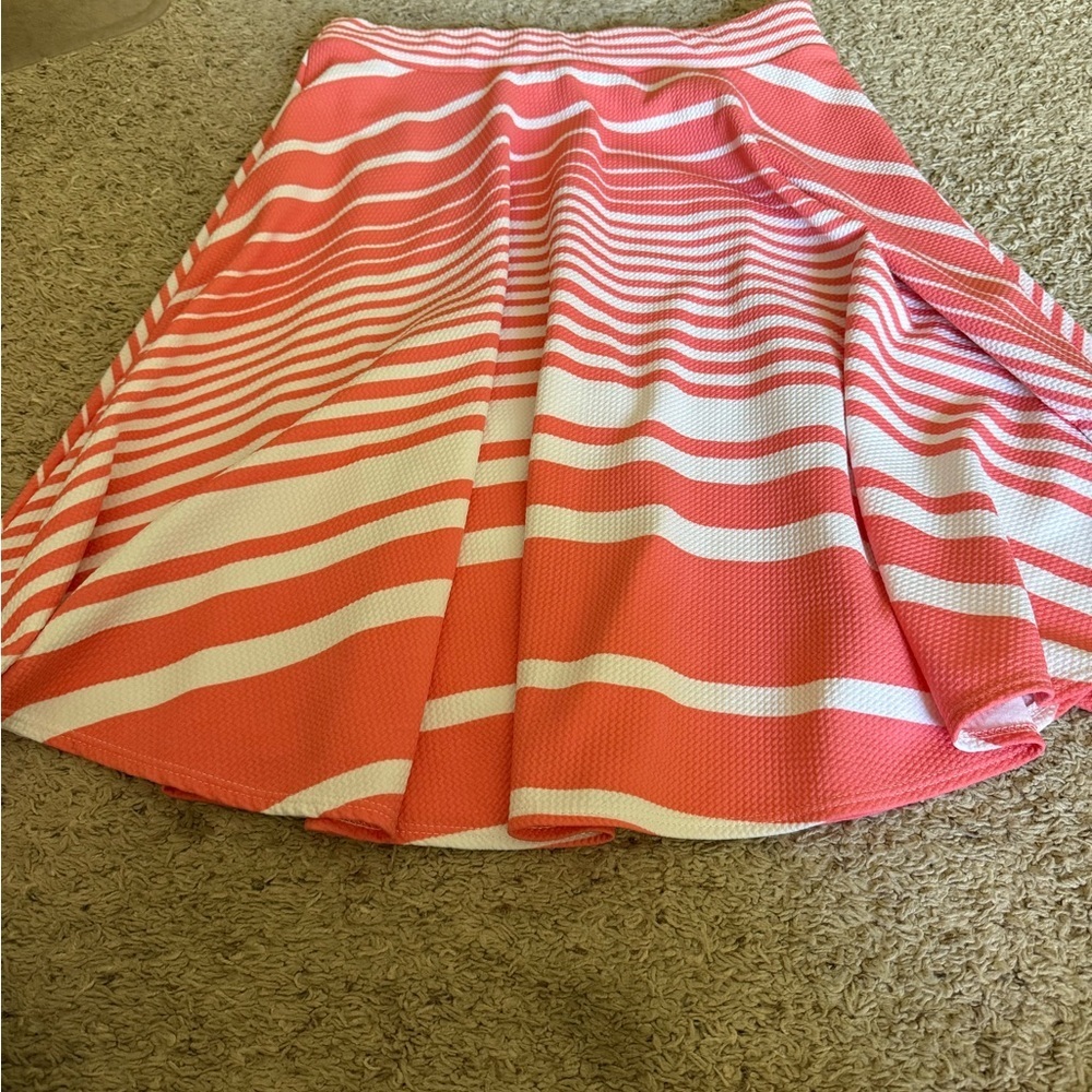 Jason Maxwell Coral and White A-Line Skirt